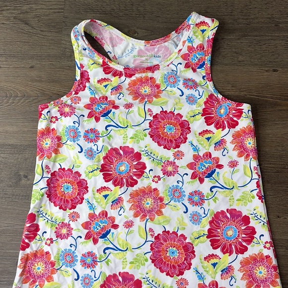Garnet Hill Kids Girls Floral Racerback Tank Dress, Pink White, size XL - Picture 3 of 9